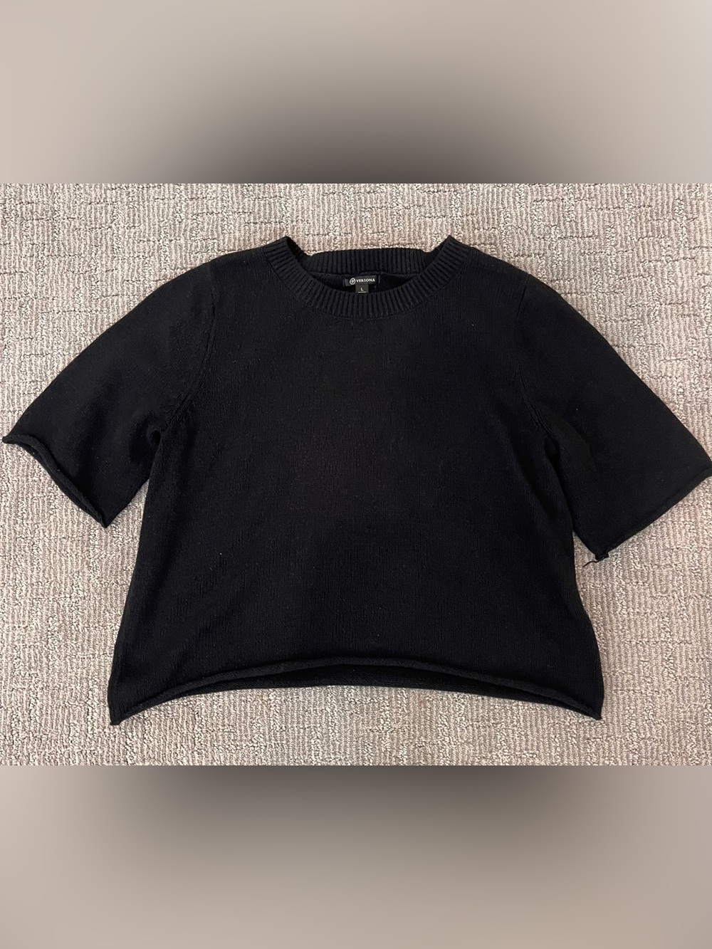 Versona Black Short-Sleeve Knit Sweater